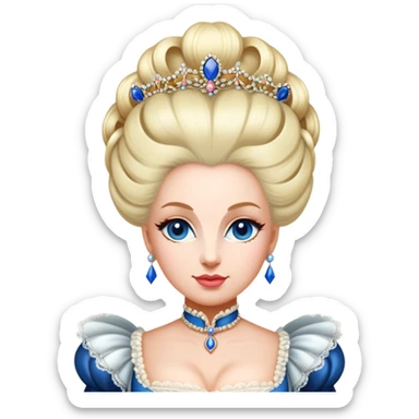 Cinematic Realistic Marie Antoinette Portrait Emoji, depicted as an opulent royal figure with elegant attire and a graceful poised expression, rendered with rich textures and soft lavish lighting that captures her historical allure. sticker