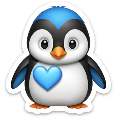 loving cute penguin whit blue hearts around him sticker