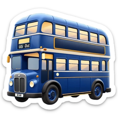 A dark blue double decker bus with cute cosy outdoor string twinkle lights sticker