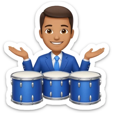 Blue presidential candidate with blue drums in front of him sticker