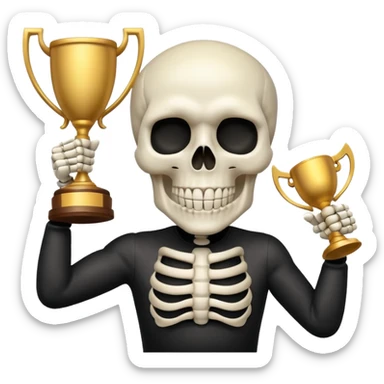 A skull emoji lifting a trophy  sticker