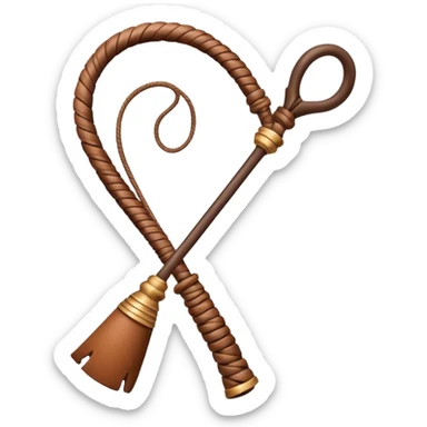 cowboy whip object icon, coiled leather whip, wooden handle, western style, 3D cartoon, mobile game icon style, centered, clean background, soft shadow, no text, no watermark
 sticker