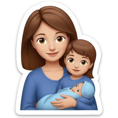Mother holding infant brown hair fair skin sticker
