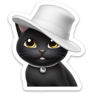 black cat in white hat showing ok sticker