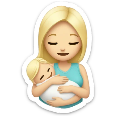 blonde woman hugging her newborn sticker