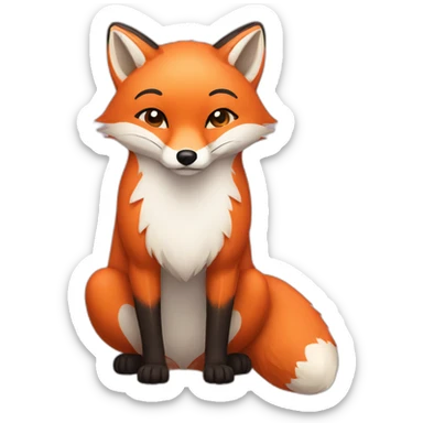 Red fox with a white circle on his stomach sticker