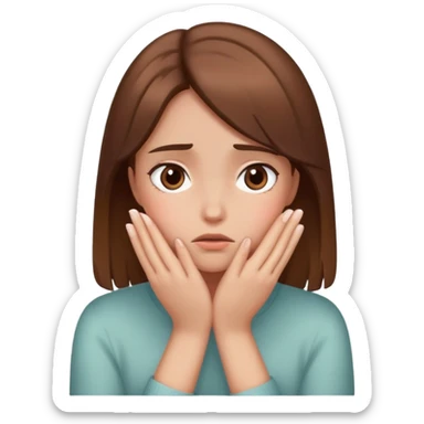  girl ashamed of herself of hiding face in hands with brown hair sticker