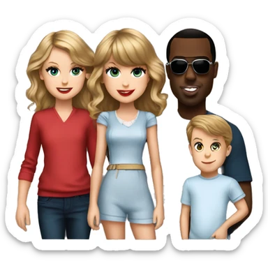 taylor swift and p.diddy with kids sticker