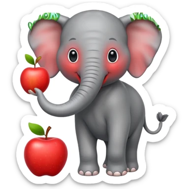 a Circus cute elephant juggling two apple sticker