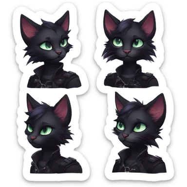 Edgy sharp anthro punk black cat animal furry by Falvie, LiLaiRa, griffsnuff, AngieWolf sticker