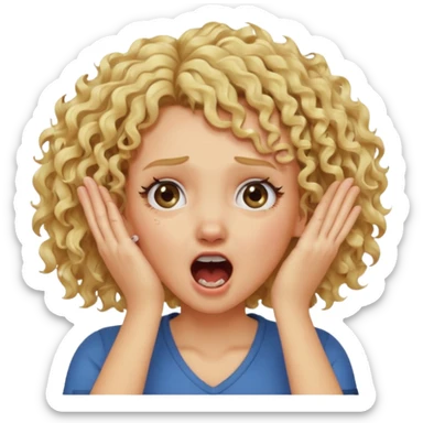 Emoji di ragazza bionda riccia che urla e mette una mano in faccia verso la fronte sticker