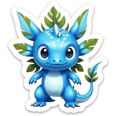 Exotic tropical shiny rare epic cute hydro Fakémon-creature, full body, with random markings sticker