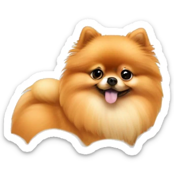 Orange Pomeranian sitting in a cloud sticker