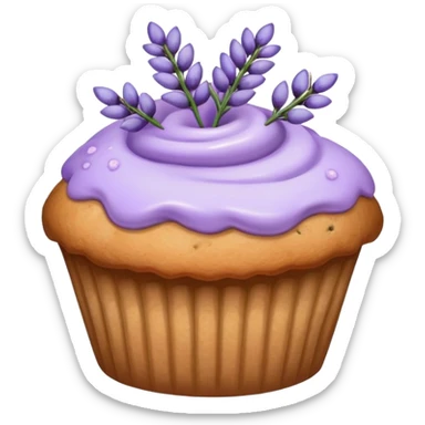 Lavender flower sprig muffin with berries and sugar  sticker