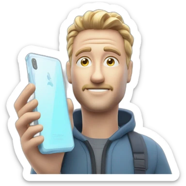 a close up of a person with a cell phone, computer graphics by Vladimír Vašíček, trending on cg society, optical illusion, rtx on, 8k 3d, physically based rendering sticker