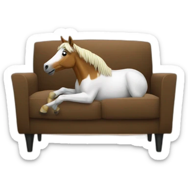 Horse in a couch in front of tv sticker