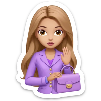 Bratz Yasmin light brown long hair brown eyes, Lilac outfit sticker