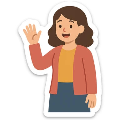 flat toon style mom waving sticker