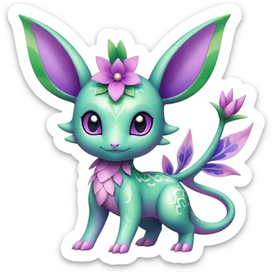 Shiny Exotic Cute Adorable Majestic Ethereal Sparkly Flygon-Espeon-Meganium-Shaymin-Hybrid-Creature with pattern-markings sticker