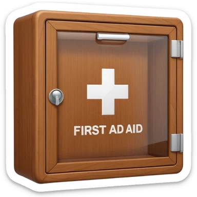 brown first aid cabinet front glass sticker