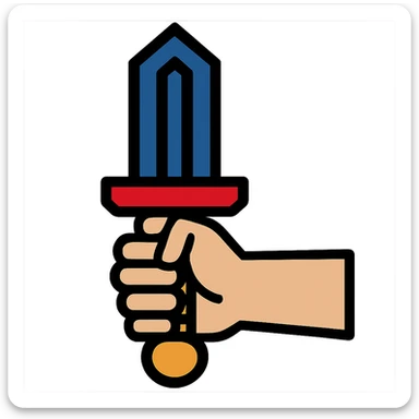 Add a hand grasping the oversized Berserk sword, keeping the bold lines and powerful presence, with no background. sticker