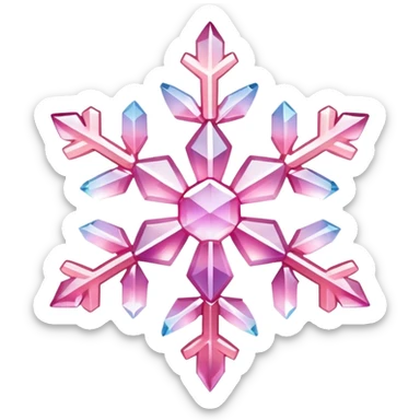 Gradient Pastel Pink crystal gemstone snowflake  sticker