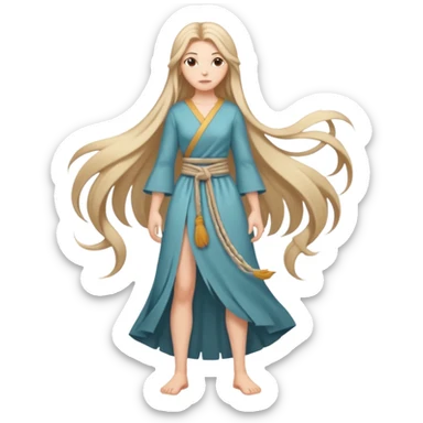 Empowered woman enjoying long tied hairs with full body side photo sticker