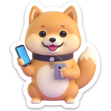 shiba inu holding a phone sticker