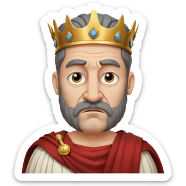evil ancient greek king with toga ugly big nose moody sticker