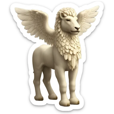 Lamassu, head of a bearded human, body of a bull, feathered wings that extend from its back sticker