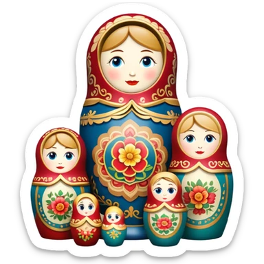 A theater-themed nesting doll sticker