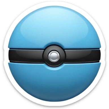 vibrant blue pokeball emoji with a black stripe and highlights, top half vibrant blue, bottom half white sticker