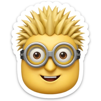 Minion emoji with a round head like normal emojis and a smurk like this emoji but a minion so basically that emoji with the goggles and the hair and not a funny head shape 😏 it should look like an actual minion not a human with African braids and a female minion  sticker