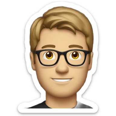 white guy short brown hair wearing glasses and dark t-shirt with flowers print sticker