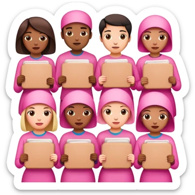 artists in pink protesting for spam meat is art sticker