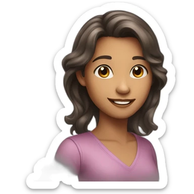 Emoji of a girl with a blend of handsomeness and charm, a welcoming smile, and a tender voice. sticker