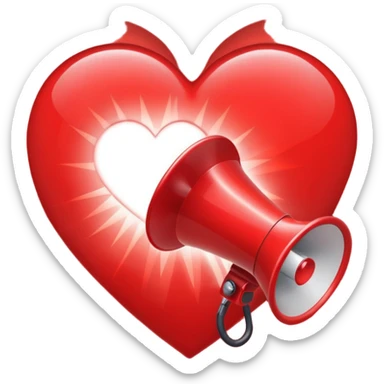 megaphone with a glowing heart coming out sticker