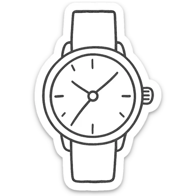 watch, sketchy and playful, hand drawn outline icon style sticker