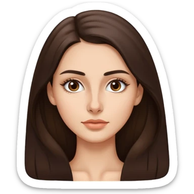 a brunette with thin nose almost sharp jaw line perfect eye brows and long hair slightly wheatish tone sticker