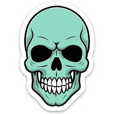 blown skull cartoonish style sticker