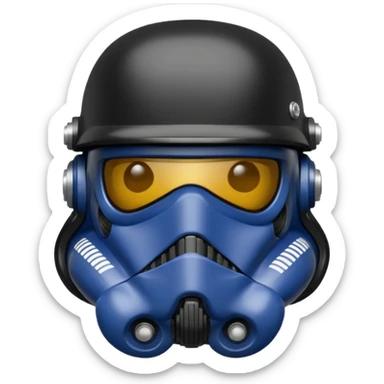 a blueberry wearing a black star wars death trooper helmet sticker