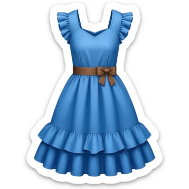 brown blue dress with ruffles sticker