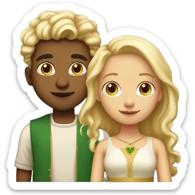 Indian Irish boy so like relatively light skin with slightly curly hair kissing blonde girl with perfectly straight blonde hair sticker