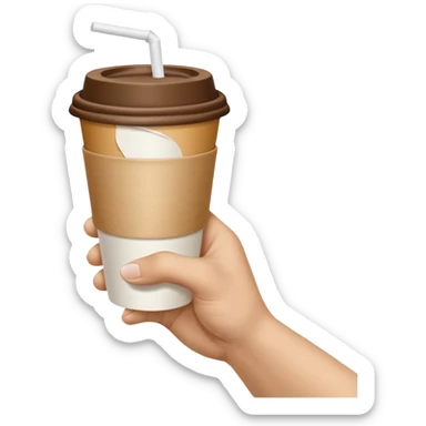 A emoji, ultra-clean and high-resolution, showing a single hand extended forward holding a paper cup, inspired by Michelangelo’s “Creation of Adam”. sticker