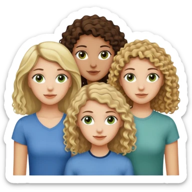 A trio of friends girls (one straight haired brown eyed brunette, another straight haired Blueish greenish eyed blonde and the last girl a browned eyed curly haired brunette sticker