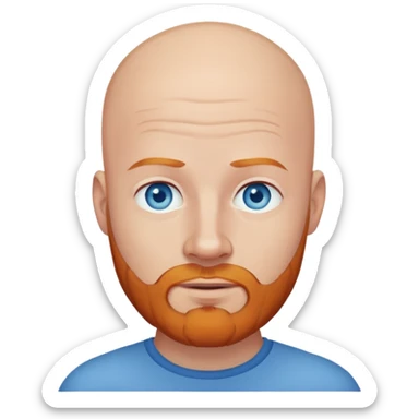 White bald man with blue eyes and ginger beard sticker