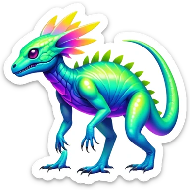Tropical futuristic lush cool edgy neon Fionbri-Vernid-ET-creature (full body) sticker