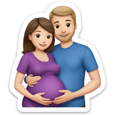 Femme enceinte homme fais bisous sur le ventre sticker