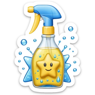 CLEANING_PRODUCTS
A cleaning set: a spray bottle with a sparkling star and a small sponge outline. sticker