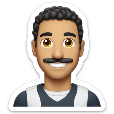 athletic middle eastern guy with a big smile and a mustache short hair dark features sticker